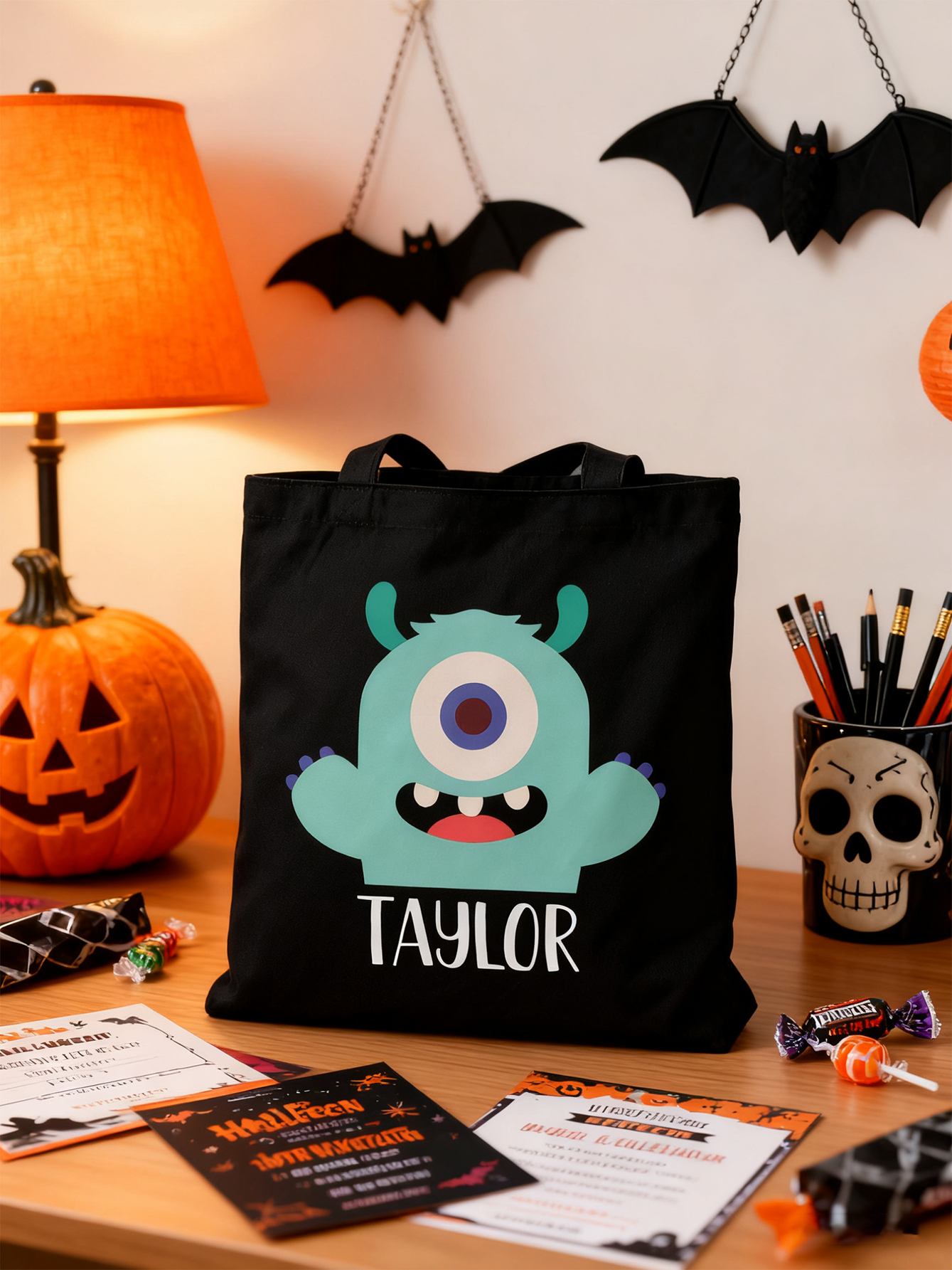 Personalized One-Eyed Monster Halloween Treat Bags